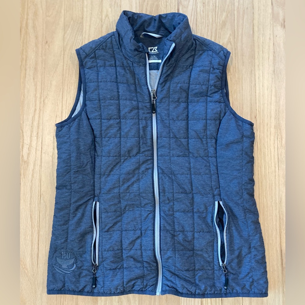 Cutter & Buck Heather‎ Navy Blue Quilted Puffer Vest Fisherman Maritime Sailing